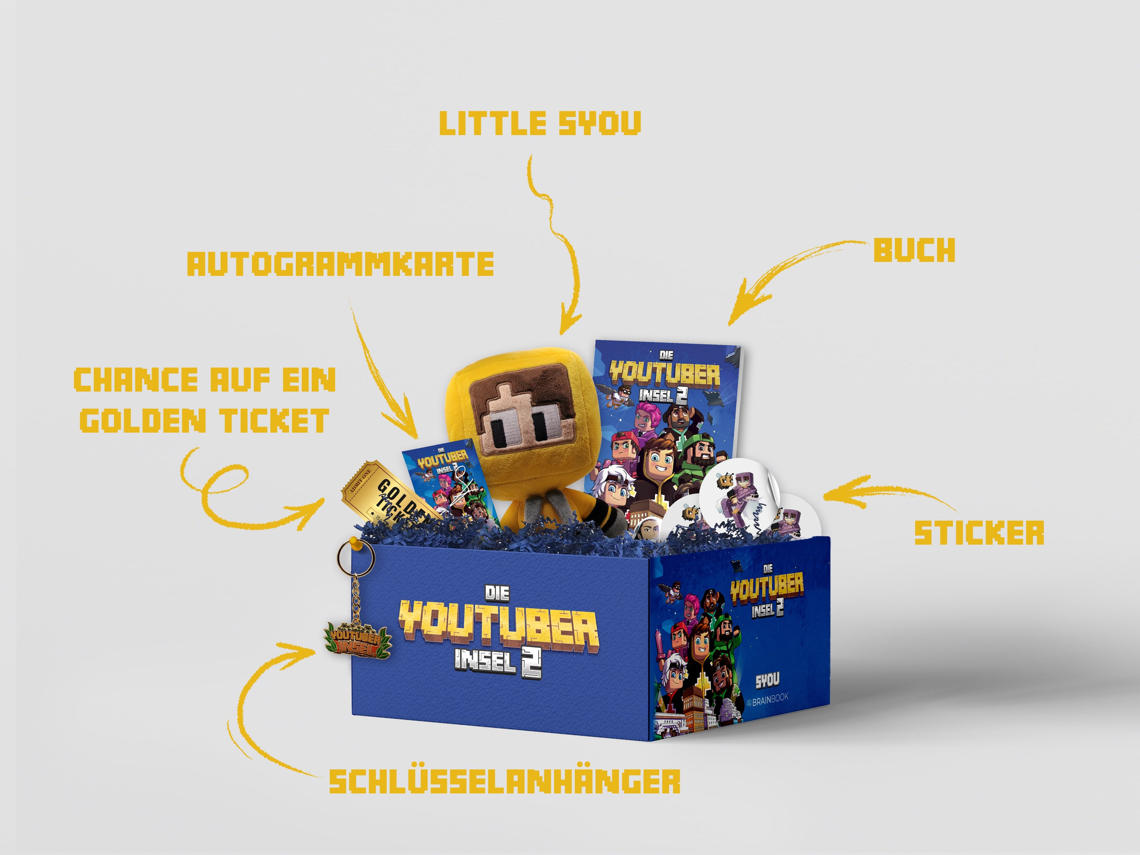 YouTuber Insel 2 Box – YouTuber Insel 2 Buch + Little SYou + Keychain + Sticker + Autogrammkarte LIMITIERT!